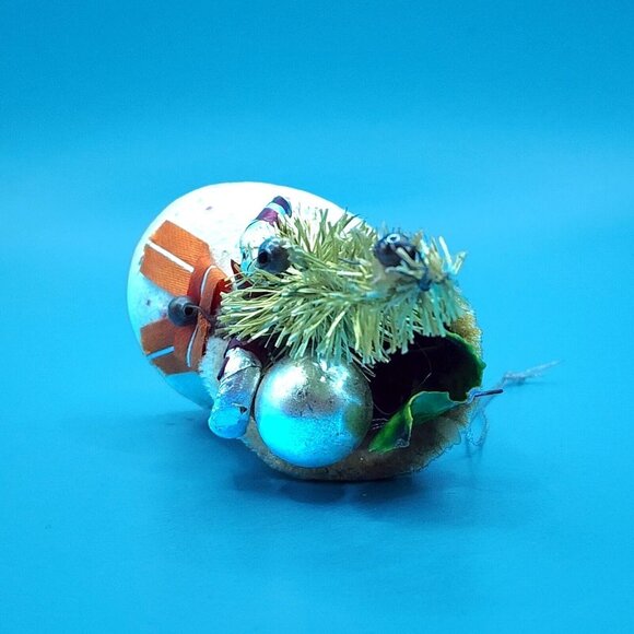 Putz Santa Boot Ornament Bottle Brush Tree Mercury Glass Beads Mica Japan 1950s - Picture 7 of 9